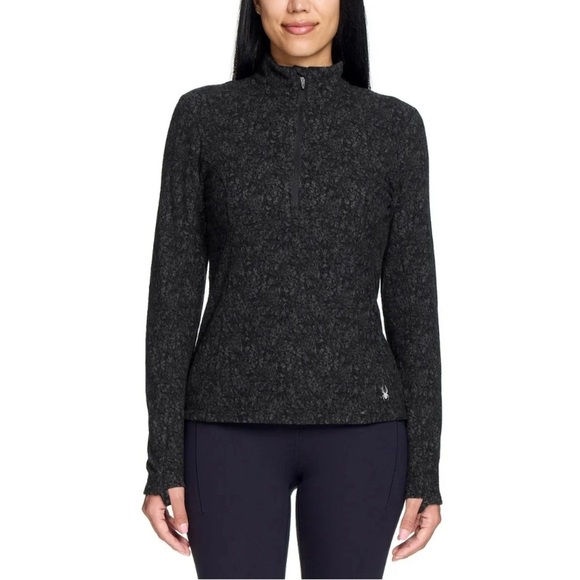 NWT Spyder athletic Black Quarter-Zip Pullover, size S. Lightweight and fuzzy. - Picture 1 of 5